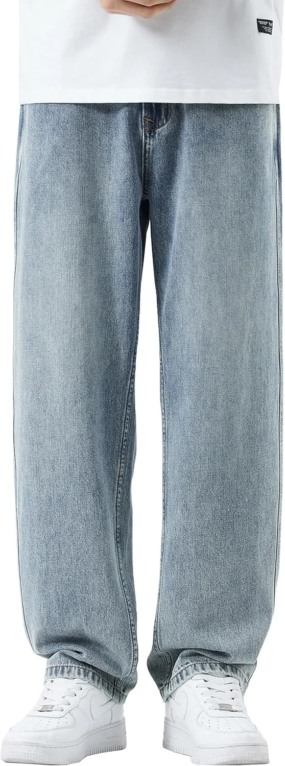 DOSLAVIDA Men's Baggy Jeans Loose Fit Ripped Distressed Jean Relaxed Skateboard Denim Pants with Holes