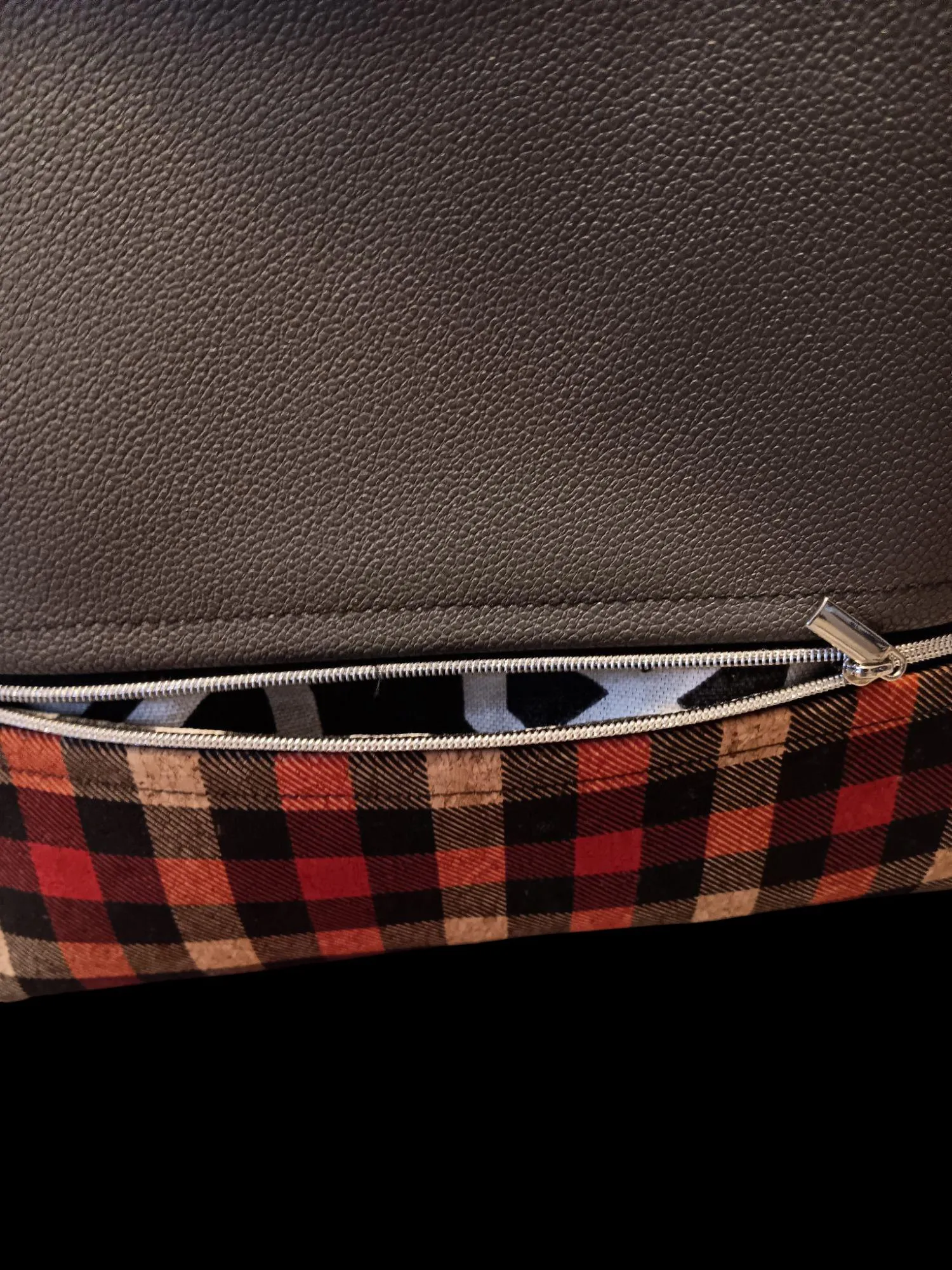 Double Zipper Tote Bag in Gray and Red Plaid,  Stylish, Spacious & Versatile Tote for Everyday Use
