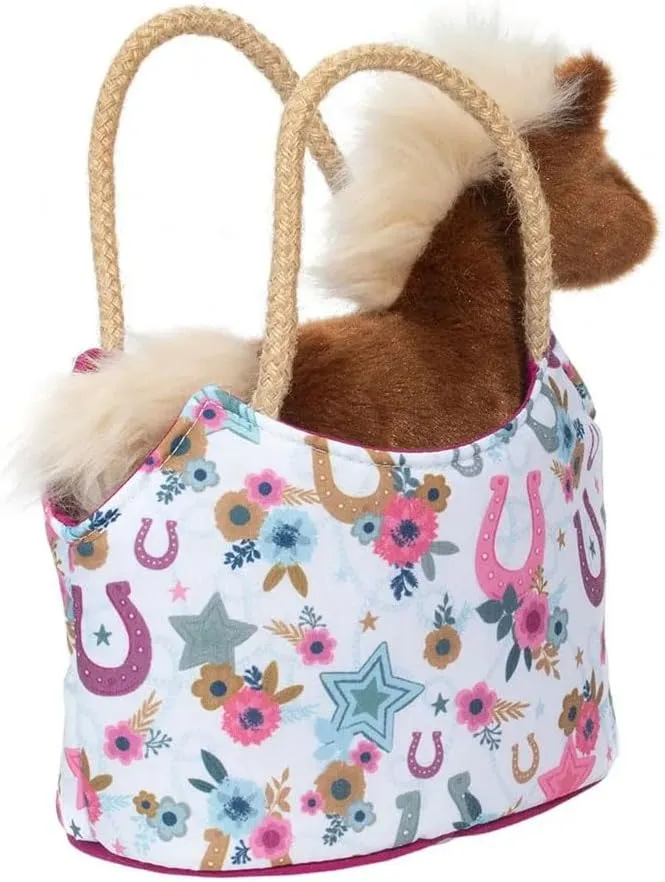 Douglas Boho Horseshoe Sassy Sak Playset Stuffed Animal Horse and Carrying Tote with Custom Name - 6 Inch