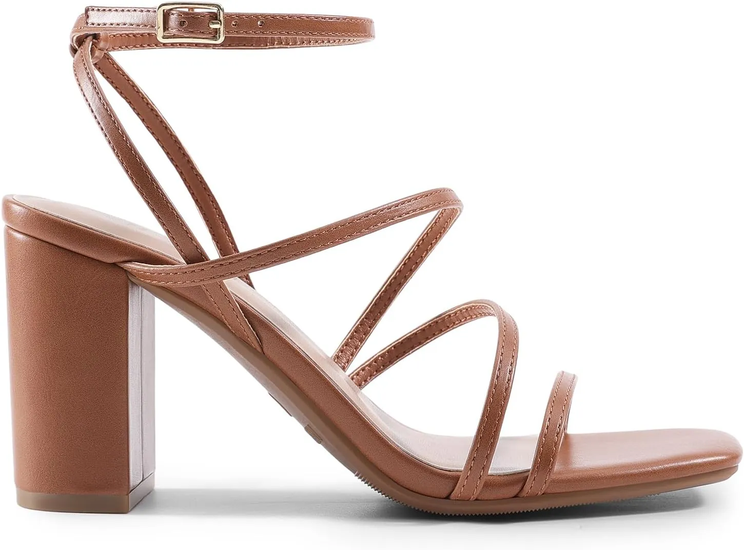 DREAM PAIRS Women's Heels Chunky Block Strappy Square Open Toe Ankle Buckle Heeled Sandals Wedding Party Dress Shoes Indie