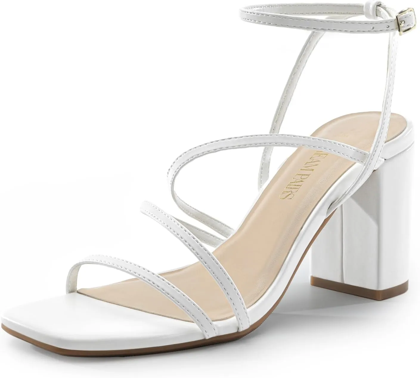 DREAM PAIRS Women's Heels Chunky Block Strappy Square Open Toe Ankle Buckle Heeled Sandals Wedding Party Dress Shoes Indie