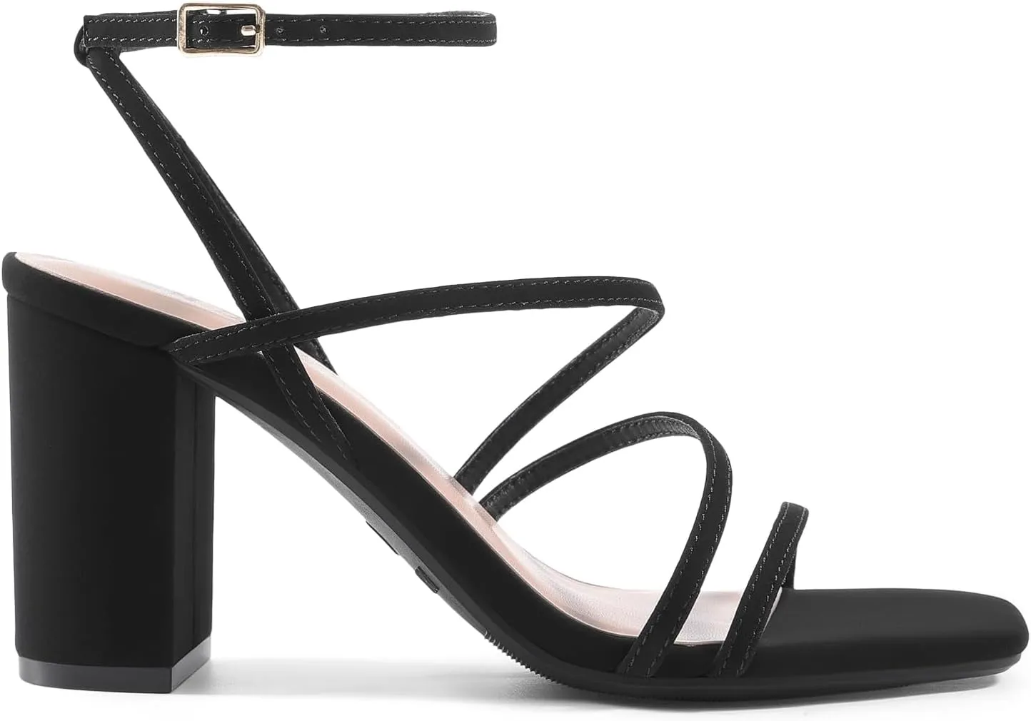 DREAM PAIRS Women's Heels Chunky Block Strappy Square Open Toe Ankle Buckle Heeled Sandals Wedding Party Dress Shoes Indie