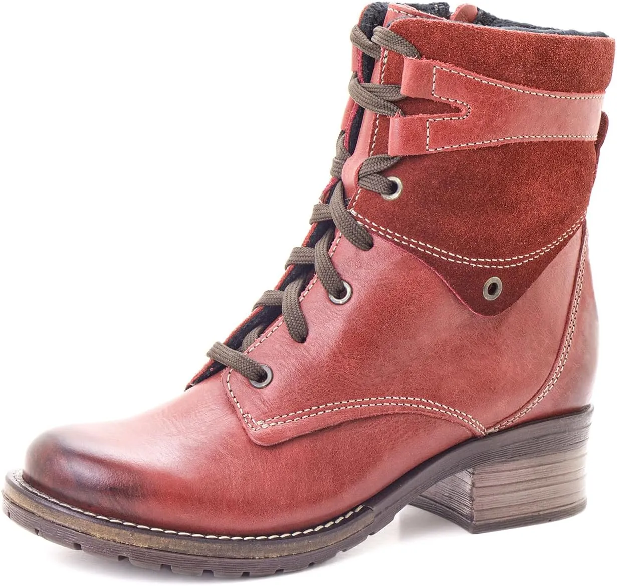 Dromedaris Women's Kara Combat Lace-up Comfort Boot with Inside Zip