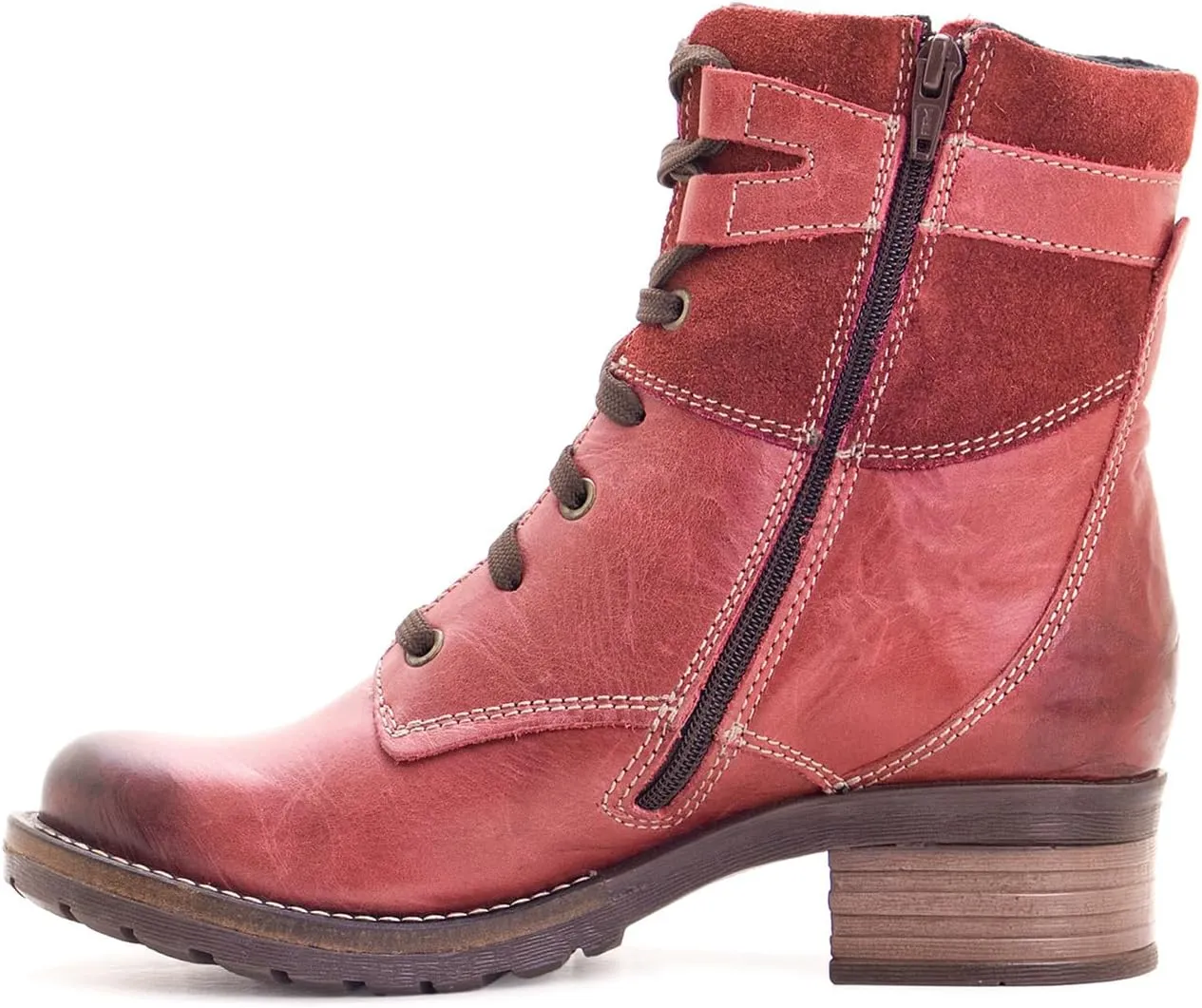 Dromedaris Women's Kara Combat Lace-up Comfort Boot with Inside Zip