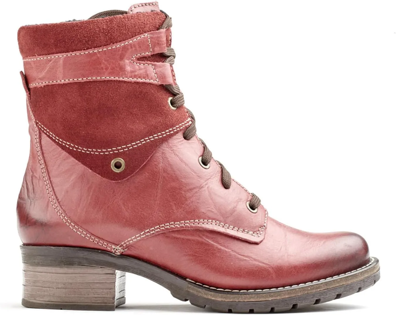 Dromedaris Women's Kara Combat Lace-up Comfort Boot with Inside Zip