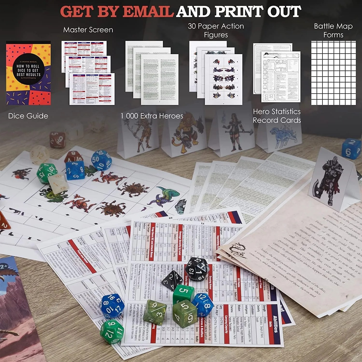 Dungeons and Dragons Starter Set - 6th Edition, Dragons of Stormwreck Isle Bundled with 6 Dice Sets, Flannel Bags, Master Screen, Heroes, Miniatures, Printable Materials - DnD Starter kit