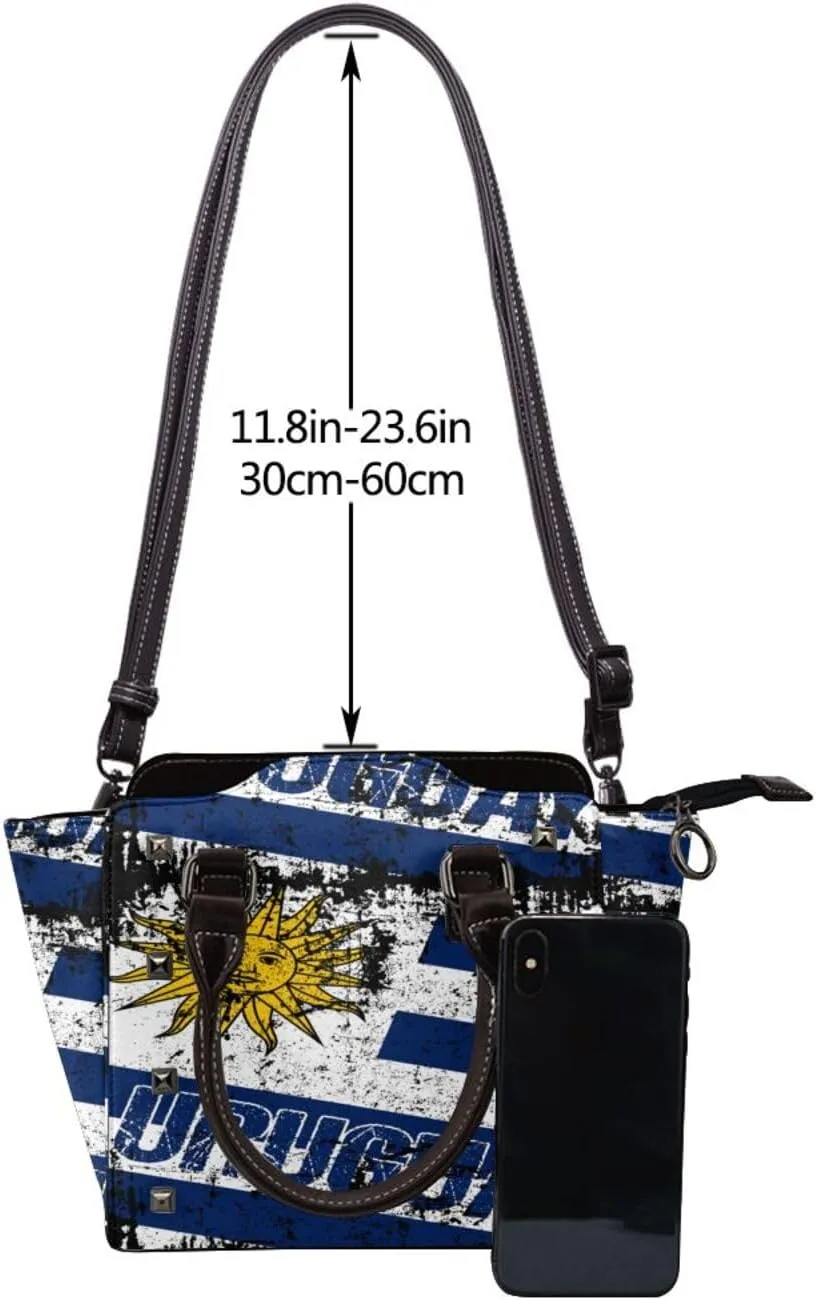 DWomen's Pu Leather Handbag Rivet Shoulder Bag Fashion Studded Top Handle Satchel Crossbody Tote Bag Punk Bag Purse