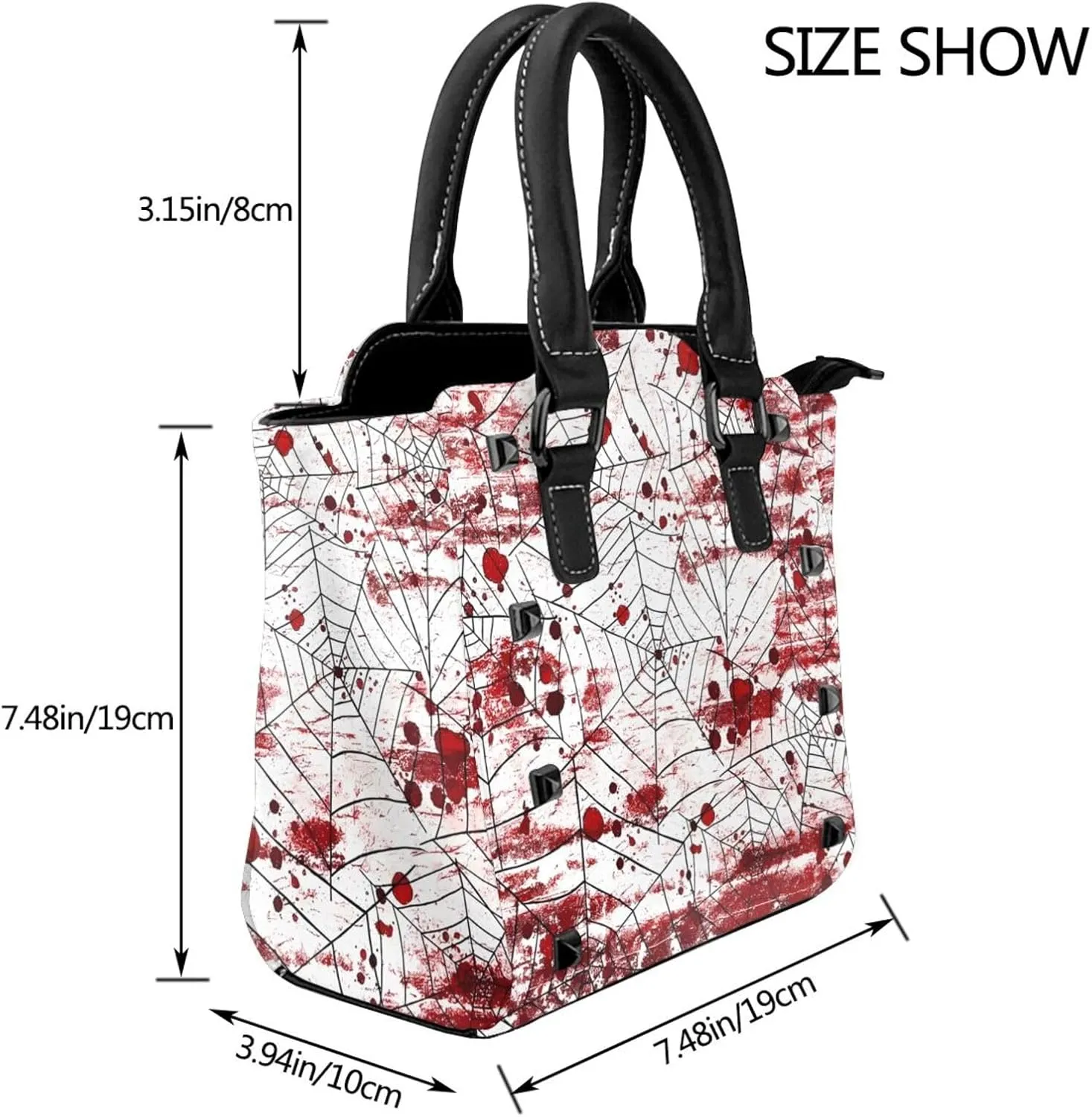 DWomen's Pu Leather Handbag Rivet Shoulder Bag Fashion Studded Top Handle Satchel Crossbody Tote Bag Punk Bag Purse