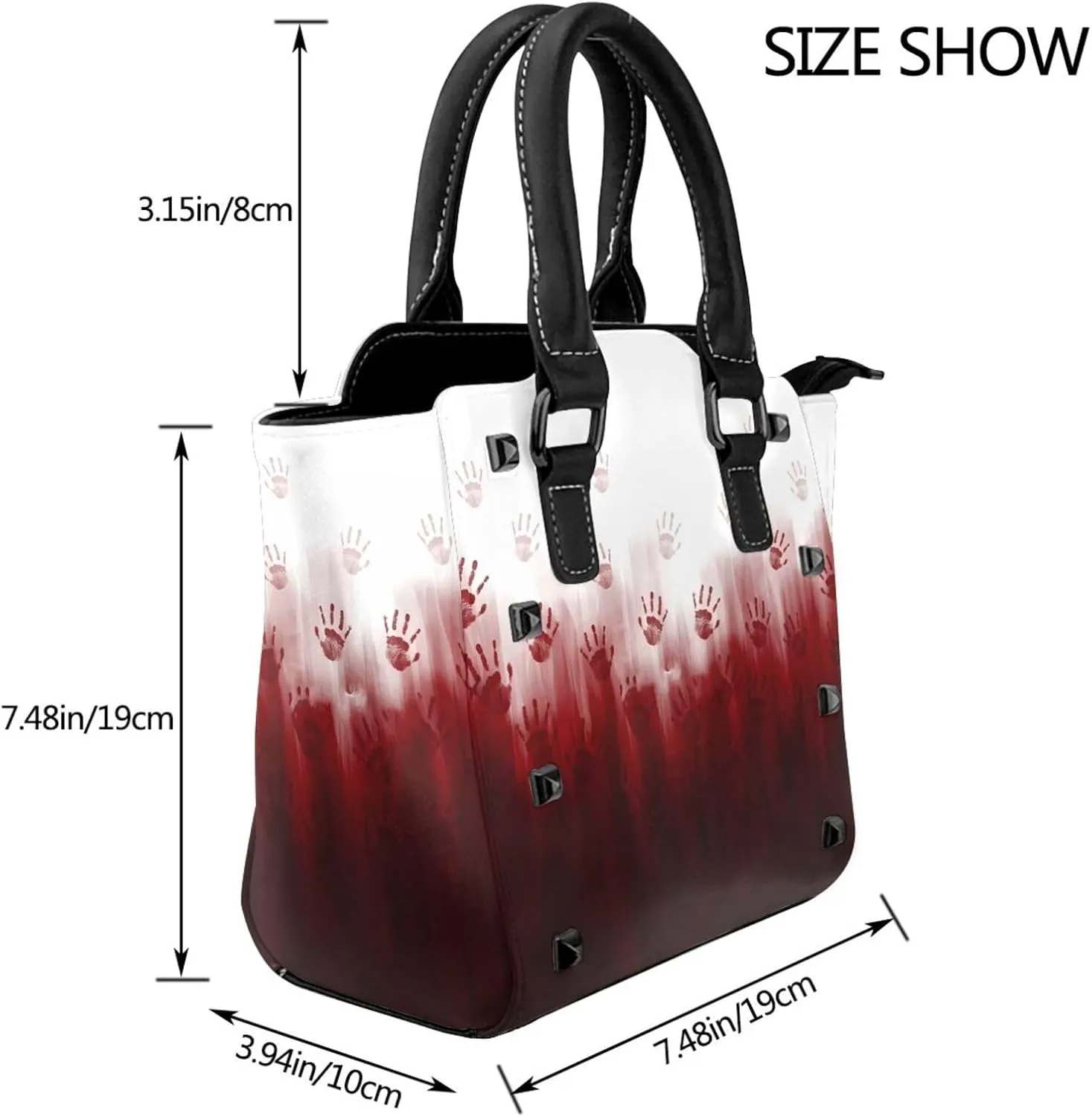 DWomen's Pu Leather Handbag Rivet Shoulder Bag Fashion Studded Top Handle Satchel Crossbody Tote Bag Punk Bag Purse