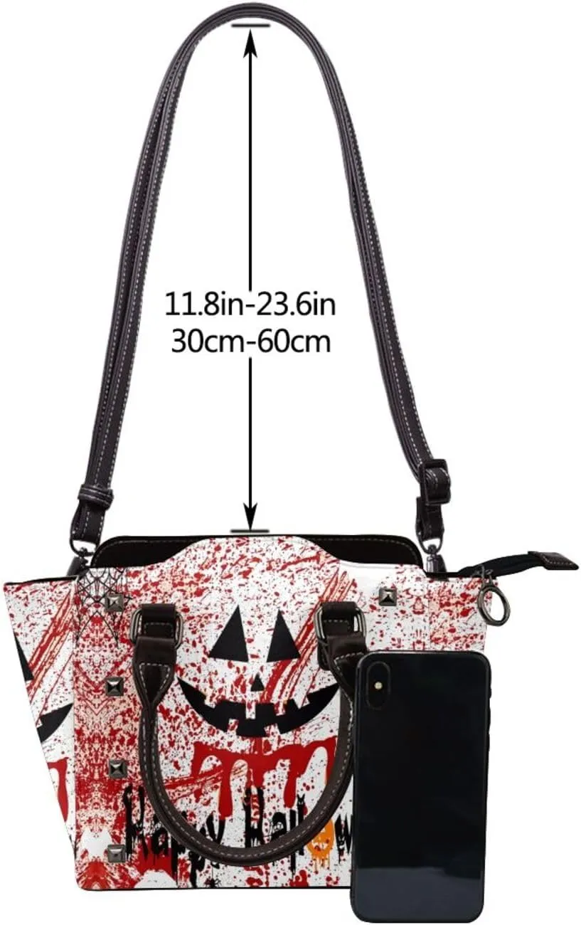 DWomen's Pu Leather Handbag Rivet Shoulder Bag Fashion Studded Top Handle Satchel Crossbody Tote Bag Punk Bag Purse