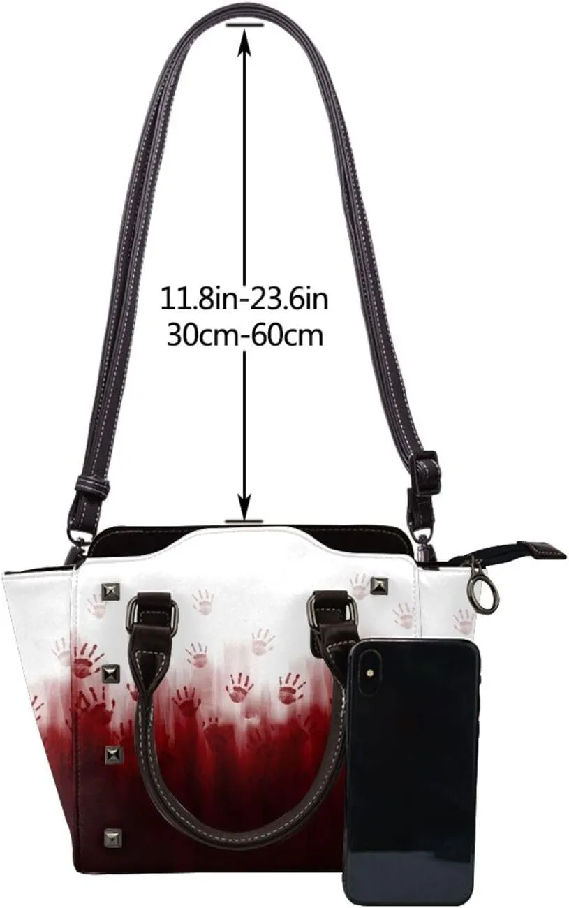 DWomen's Pu Leather Handbag Rivet Shoulder Bag Fashion Studded Top Handle Satchel Crossbody Tote Bag Punk Bag Purse