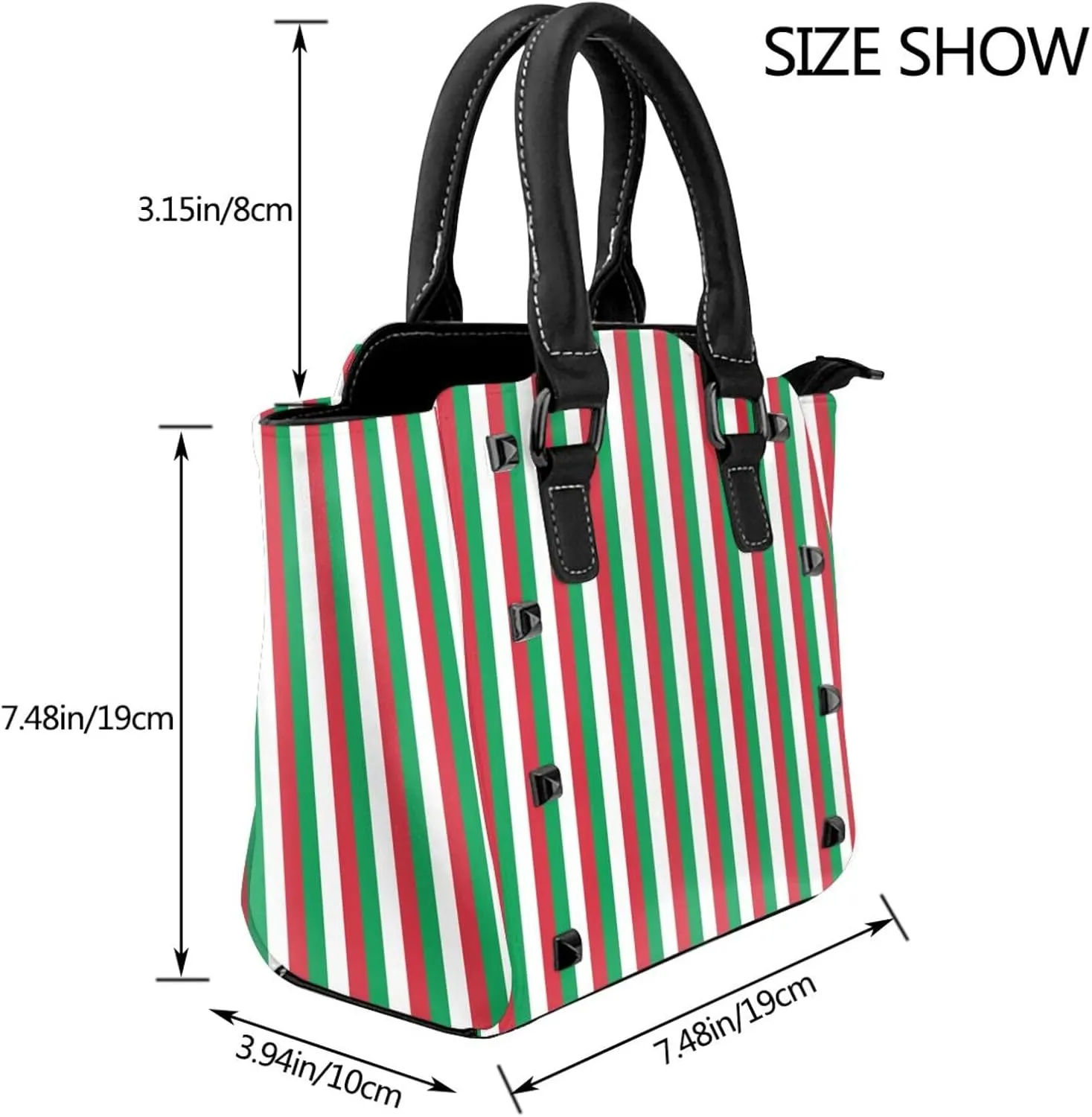DWomen's Pu Leather Handbag Rivet Shoulder Bag Fashion Studded Top Handle Satchel Crossbody Tote Bag Punk Bag Purse