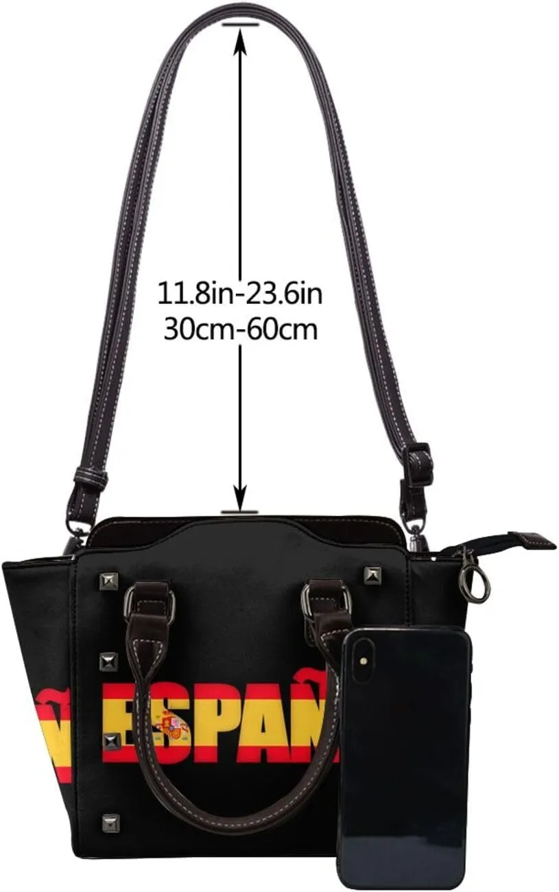 DWomen's Pu Leather Handbag Rivet Shoulder Bag Fashion Studded Top Handle Satchel Crossbody Tote Bag Punk Bag Purse
