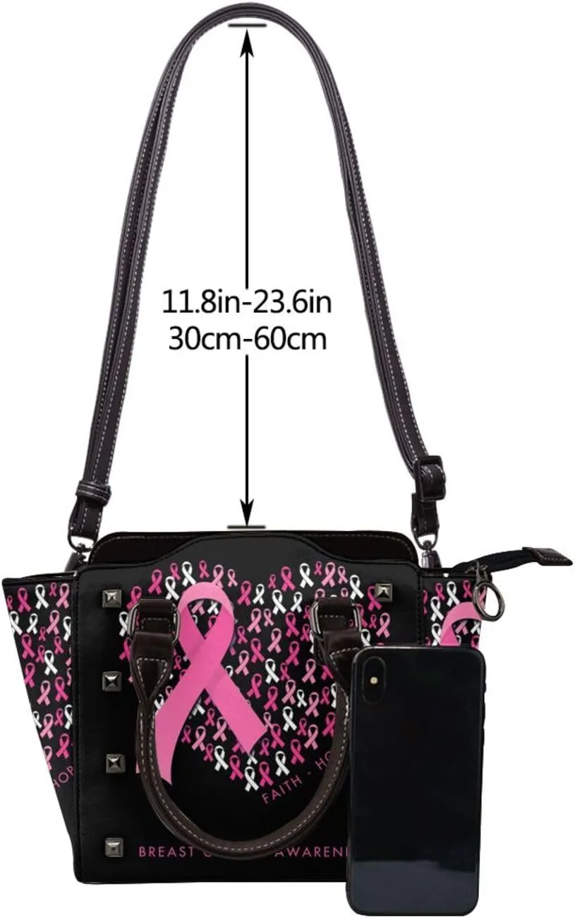 DWomen's Pu Leather Handbag Rivet Shoulder Bag Fashion Studded Top Handle Satchel Crossbody Tote Bag Punk Bag Purse