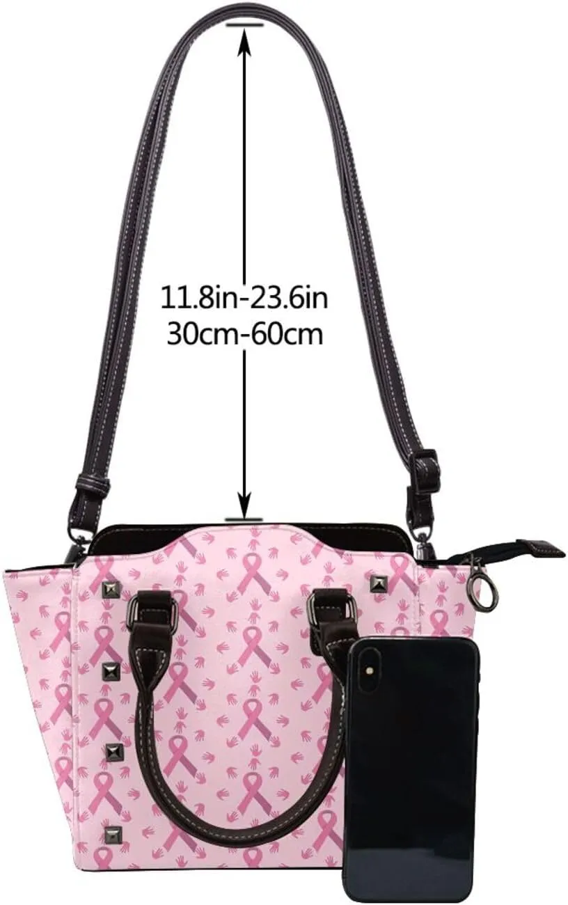 DWomen's Pu Leather Handbag Rivet Shoulder Bag Fashion Studded Top Handle Satchel Crossbody Tote Bag Punk Bag Purse