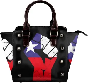 DWomen's Pu Leather Handbag Rivet Shoulder Bag Fashion Studded Top Handle Satchel Crossbody Tote Bag Punk Bag Purse