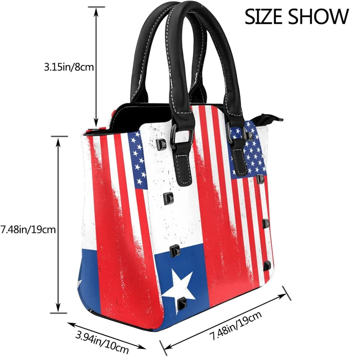 DWomen's Pu Leather Handbag Rivet Shoulder Bag Fashion Studded Top Handle Satchel Crossbody Tote Bag Punk Bag Purse