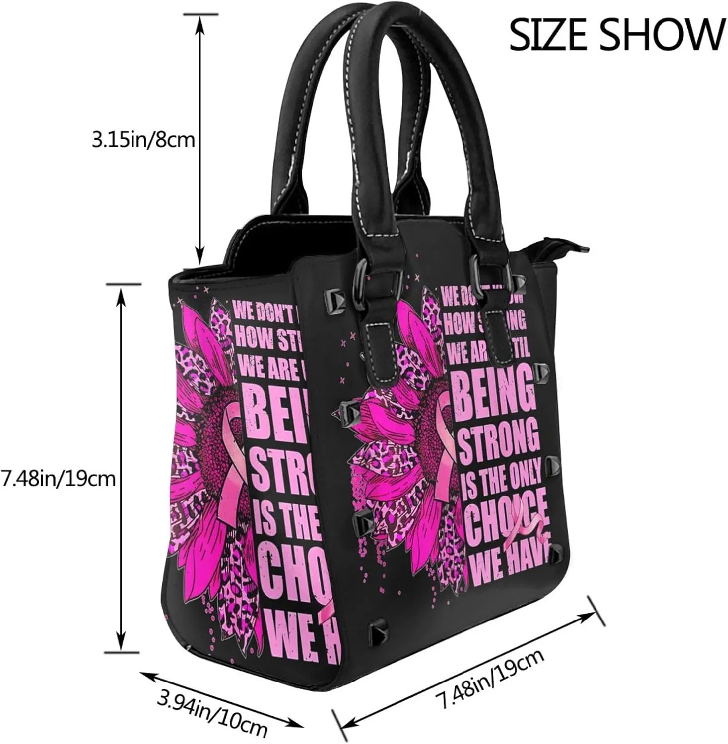 DWomen's Pu Leather Handbag Rivet Shoulder Bag Fashion Studded Top Handle Satchel Crossbody Tote Bag Punk Bag Purse