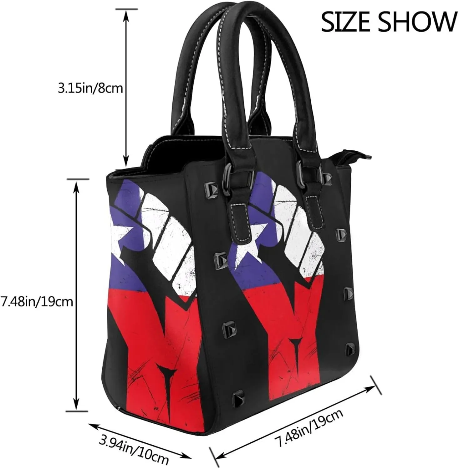 DWomen's Pu Leather Handbag Rivet Shoulder Bag Fashion Studded Top Handle Satchel Crossbody Tote Bag Punk Bag Purse