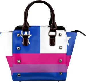 DWomen's Pu Leather Handbag Rivet Shoulder Bag Fashion Studded Top Handle Satchel Crossbody Tote Bag Punk Bag Purse