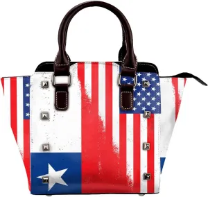 DWomen's Pu Leather Handbag Rivet Shoulder Bag Fashion Studded Top Handle Satchel Crossbody Tote Bag Punk Bag Purse