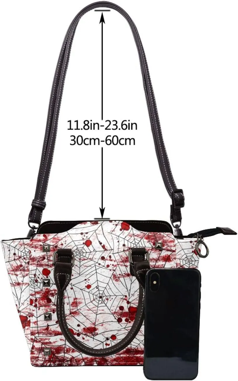DWomen's Pu Leather Handbag Rivet Shoulder Bag Fashion Studded Top Handle Satchel Crossbody Tote Bag Punk Bag Purse