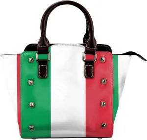 DWomen's Pu Leather Handbag Rivet Shoulder Bag Fashion Studded Top Handle Satchel Crossbody Tote Bag Punk Bag Purse