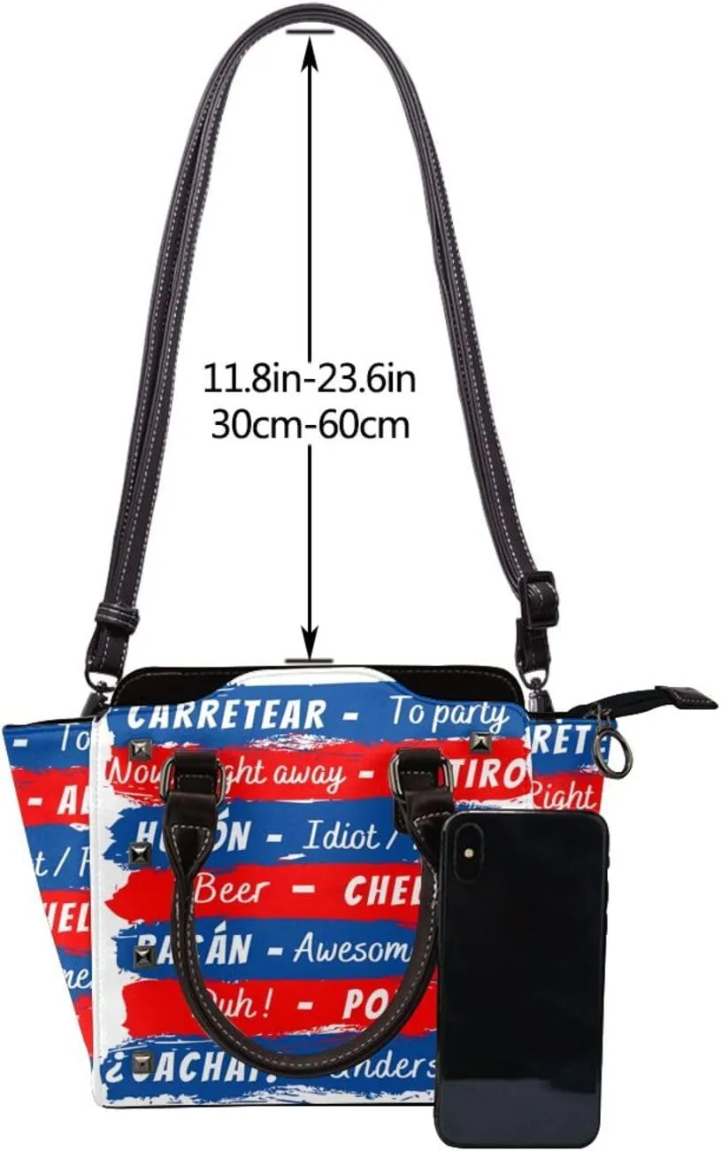 DWomen's Pu Leather Handbag Rivet Shoulder Bag Fashion Studded Top Handle Satchel Crossbody Tote Bag Punk Bag Purse