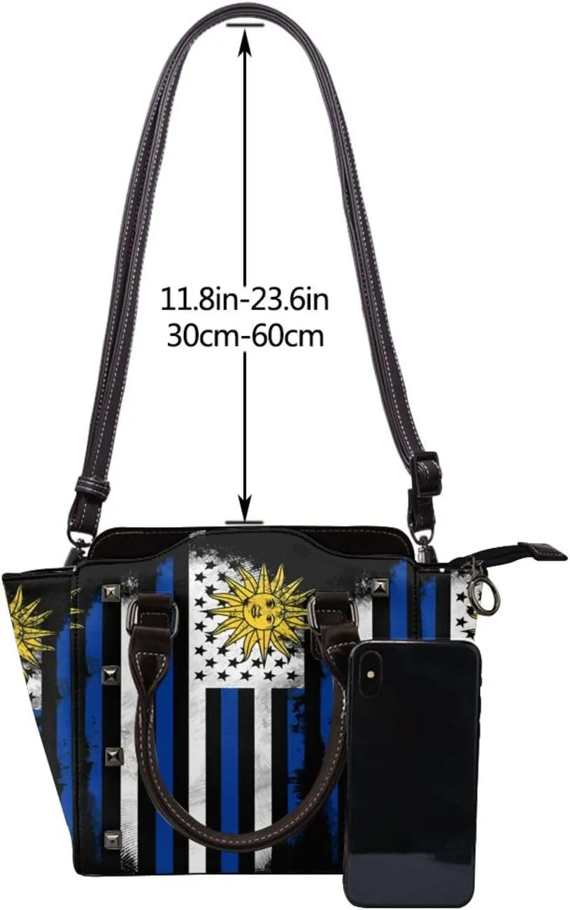 DWomen's Pu Leather Handbag Rivet Shoulder Bag Fashion Studded Top Handle Satchel Crossbody Tote Bag Punk Bag Purse
