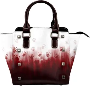 DWomen's Pu Leather Handbag Rivet Shoulder Bag Fashion Studded Top Handle Satchel Crossbody Tote Bag Punk Bag Purse