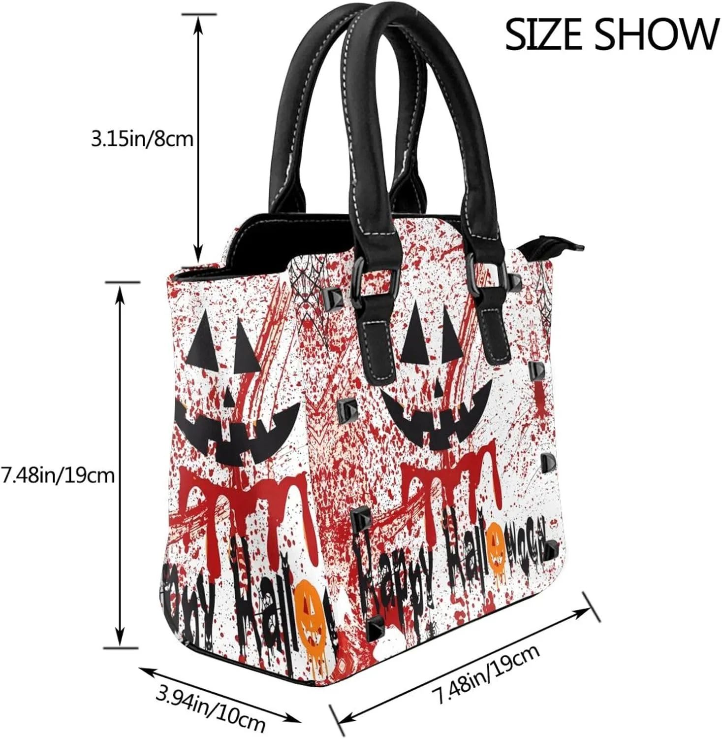 DWomen's Pu Leather Handbag Rivet Shoulder Bag Fashion Studded Top Handle Satchel Crossbody Tote Bag Punk Bag Purse