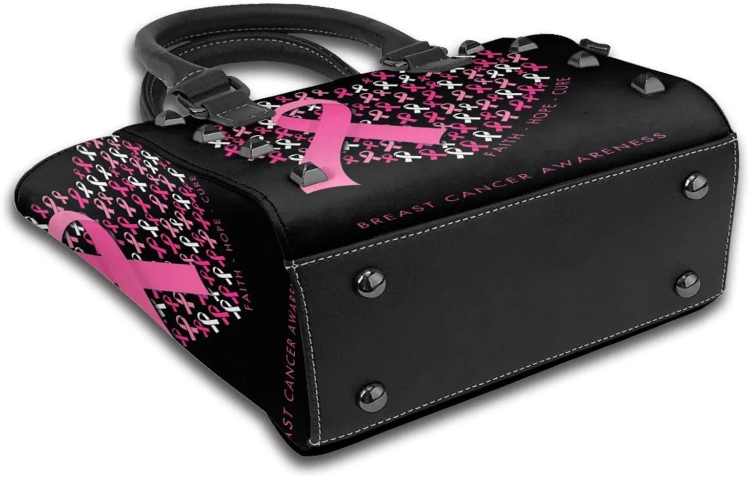 DWomen's Pu Leather Handbag Rivet Shoulder Bag Fashion Studded Top Handle Satchel Crossbody Tote Bag Punk Bag Purse