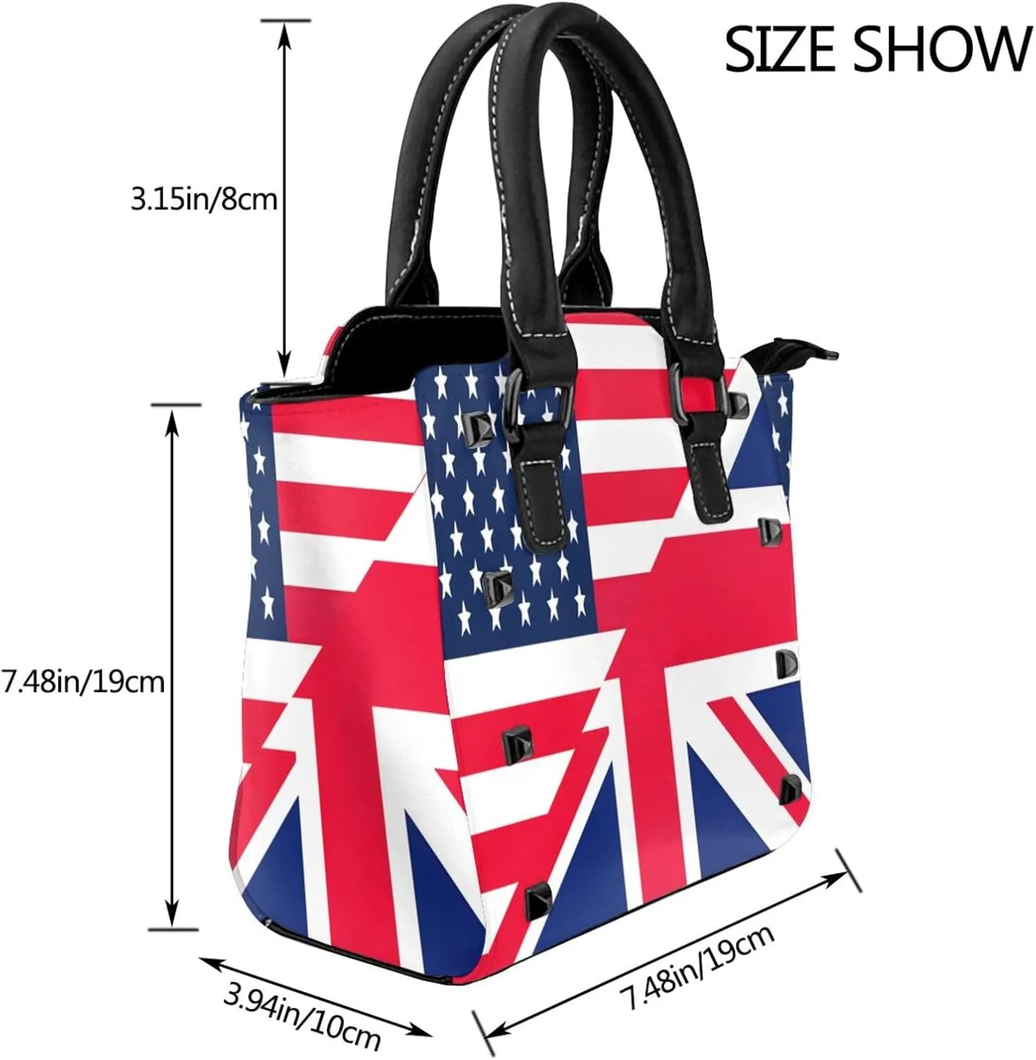 DWomen's Pu Leather Handbag Rivet Shoulder Bag Fashion Studded Top Handle Satchel Crossbody Tote Bag Punk Bag Purse