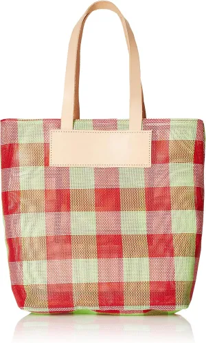 E5508 474271 47-4271GR/RED PP SHEER CHECK TATE TOTE Green/Red
