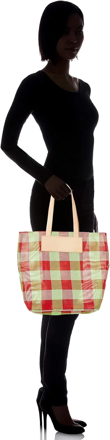 E5508 474271 47-4271GR/RED PP SHEER CHECK TATE TOTE Green/Red