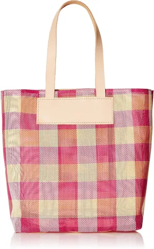[Earthmaid] PP SHEER CHECK TATE TOTE E5508 474271 47-4274PK/YE Pink/Yellow