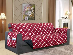 Elegant Comfort Luxury Bloomingdale Pattern Reversible 2-Tones Quilted Furniture Protector/Slipcover with Smart Pockets and Elastic Straps, Great for Pets and Kids