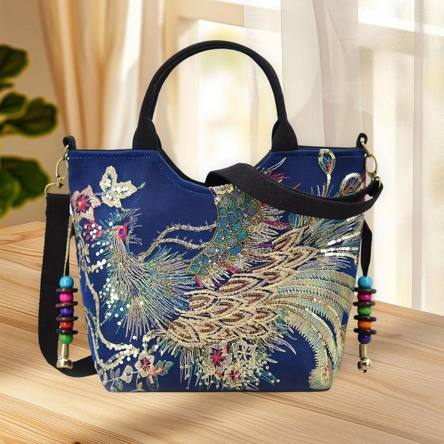 Embroidery Handbag Top Handle Bag Tote for Travel Working Party
