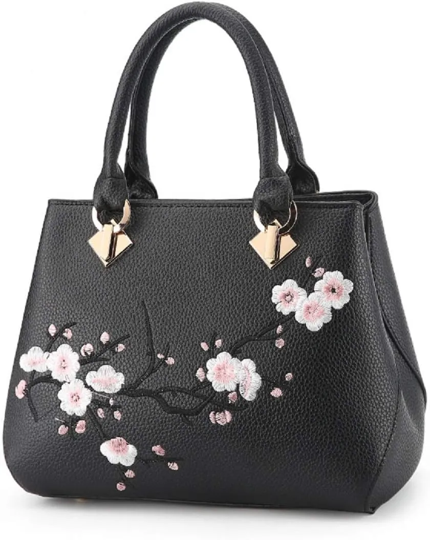 Embroidery Women Top Handle Satchel Handbags Shoulder Bag Tote Purse Messenger Bags Crossbody Bag Pink