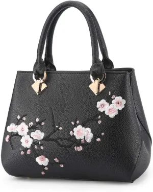 Embroidery Women Top Handle Satchel Handbags Shoulder Bag Tote Purse Messenger Bags Crossbody Bag Pink
