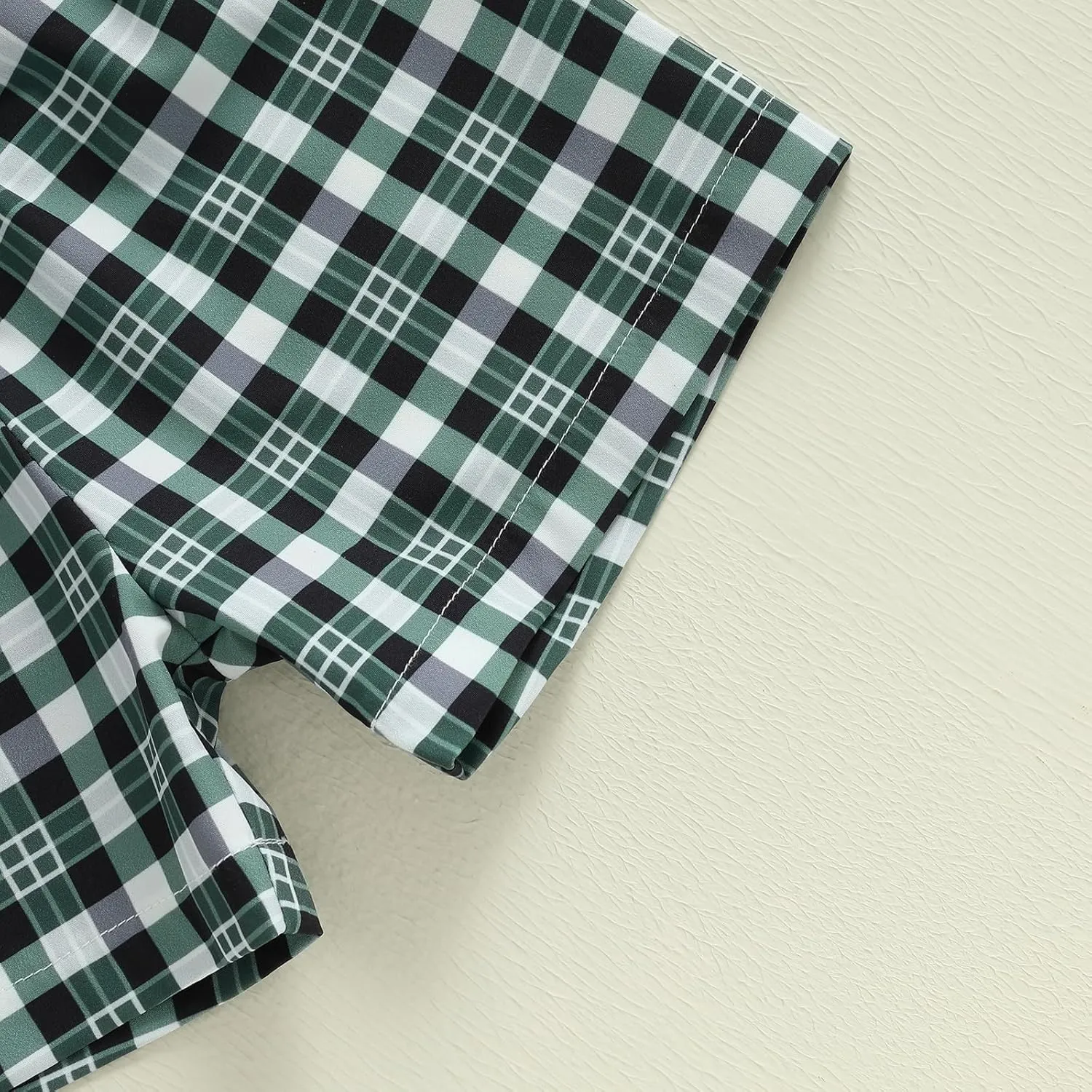 Engofs Baby Toddler Boy Shorts Set Duck Embroidery Short Sleeve T-shirt Plaid Shorts Casual Farm Clothes