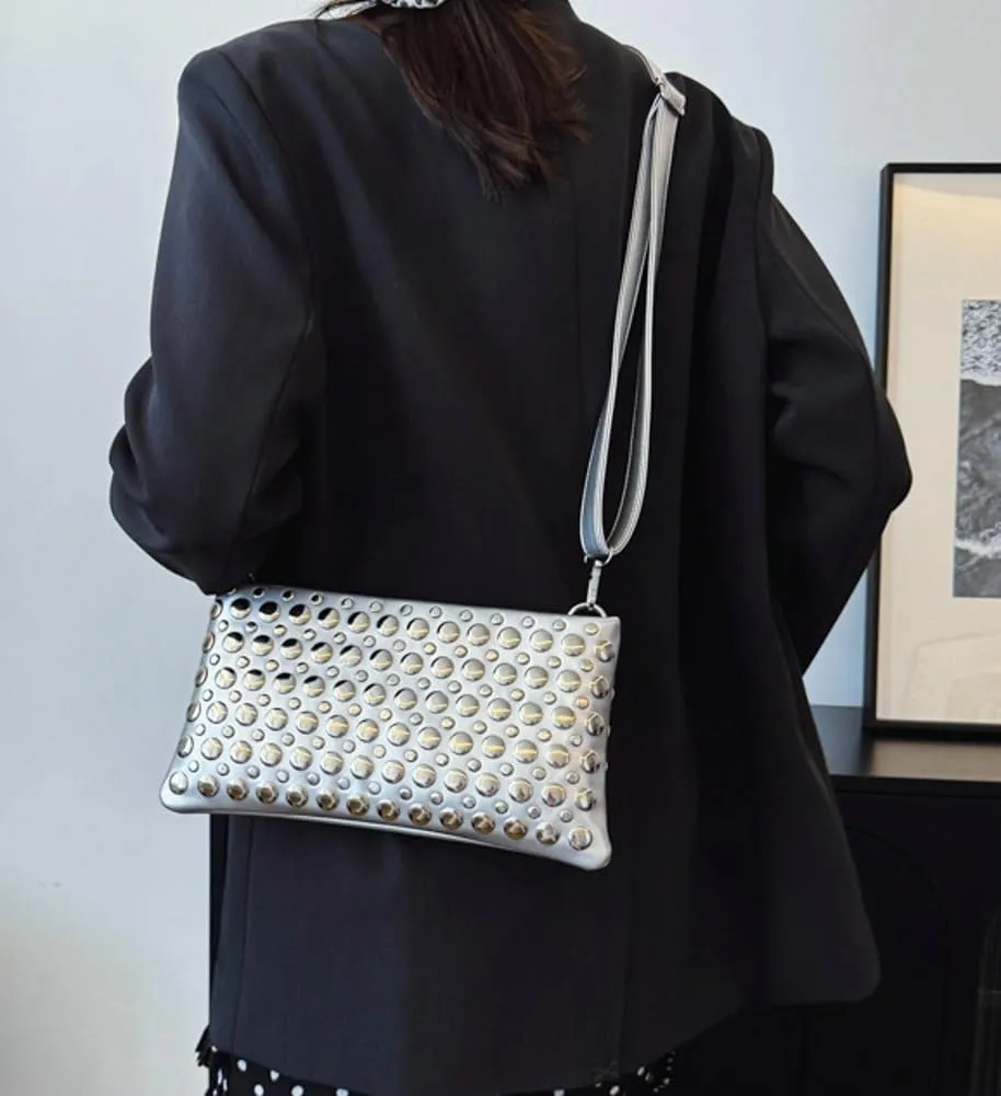 Epsion 2025 Crossbody Bag for Women PU Shoulder Bag Y2K Studded Purse Vegan Leather Clutch Handbags