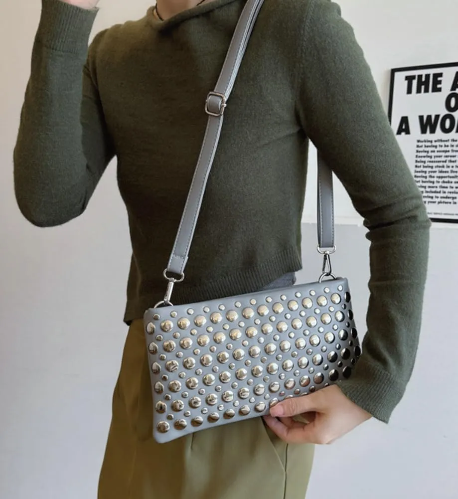 Epsion 2025 Crossbody Bag for Women PU Shoulder Bag Y2K Studded Purse Vegan Leather Clutch Handbags