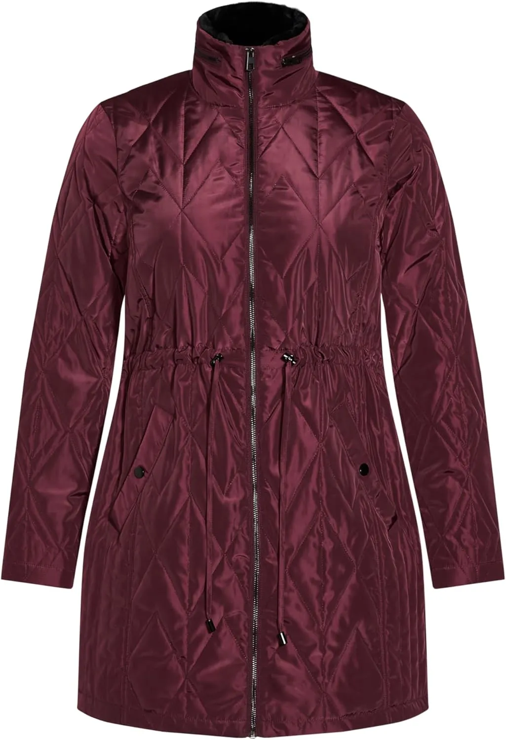 EVANS Women's Plus Size Coat Fur Collar Padded