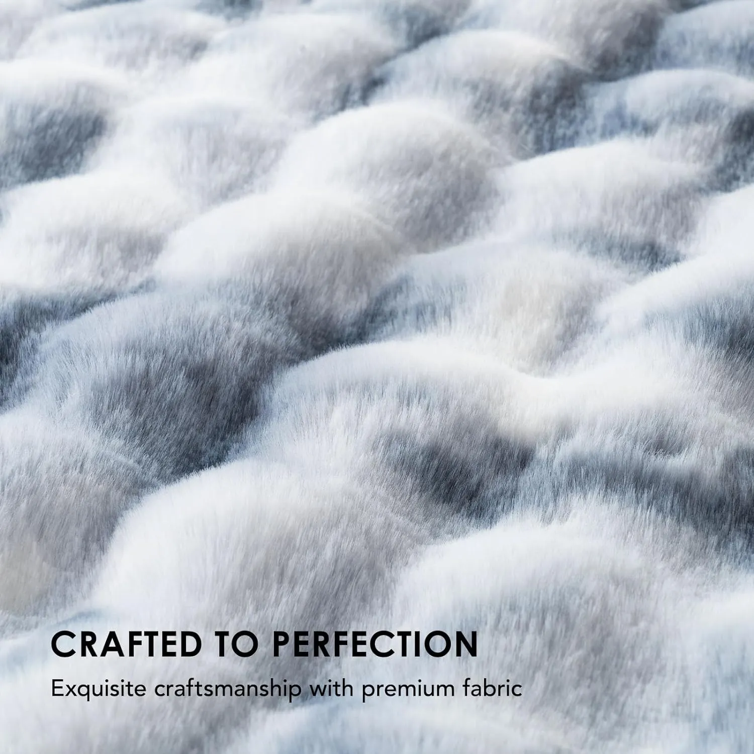 EVERGRACE Ultra Soft Luxury Fluffy Ridgeline Faux Rabbit Fur Throw Blanket, Thick Warm Bubble Throw for Bed, Cozy Plush Reversible Blankets for Couch, Chair, Sofa, Cloud Blue, 60x80 Inches, 870 GSM