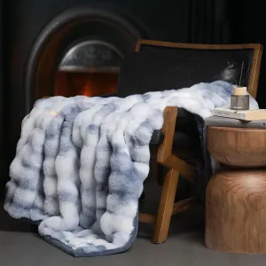 EVERGRACE Ultra Soft Luxury Fluffy Ridgeline Faux Rabbit Fur Throw Blanket, Thick Warm Bubble Throw for Bed, Cozy Plush Reversible Blankets for Couch, Chair, Sofa, Cloud Blue, 60x80 Inches, 870 GSM
