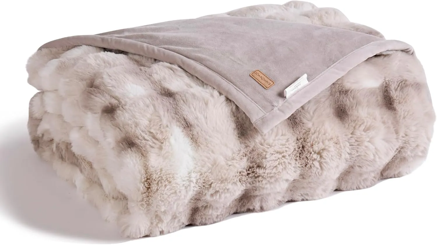 EVERGRACE Ultra Soft Luxury Fluffy Ridgeline Faux Rabbit Fur Throw Blanket, Thick Warm Bubble Throw for Bed, Cozy Plush Reversible Blankets for Couch, Chair, Sofa, Light Grey, 60x80 Inches, 870 GSM