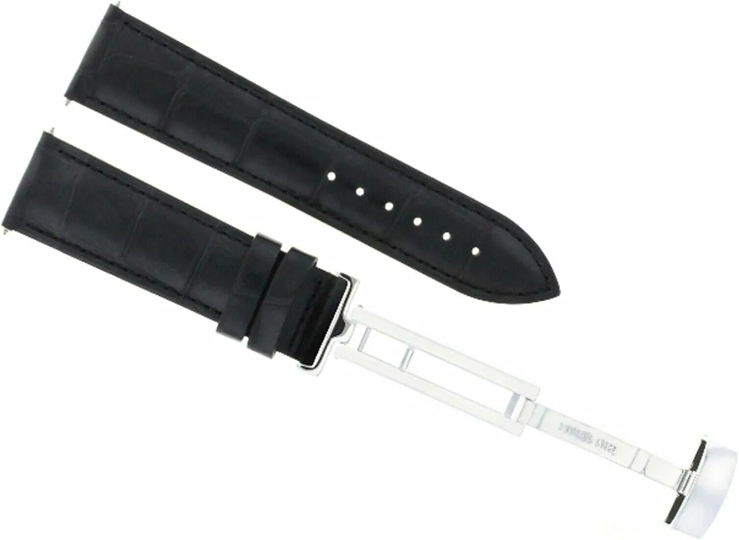 Ewatchparts 18mm Leather Watch Band Strap Compatible With Oris Watch Deployment Clasp Black