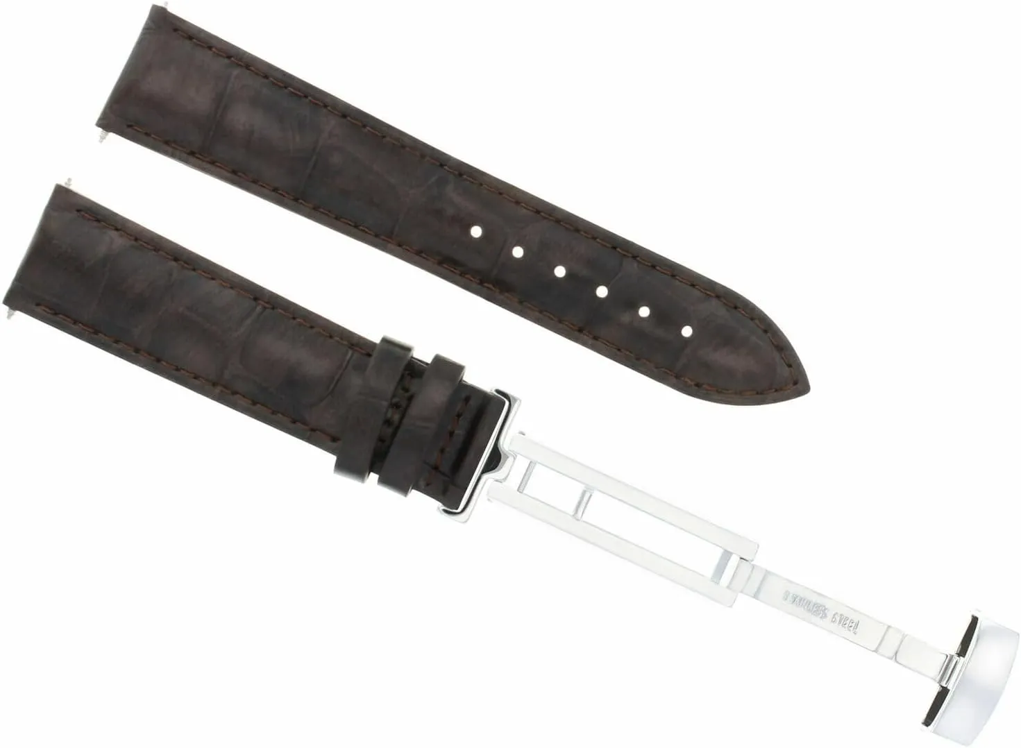 Ewatchparts 20mm Genuine Leather Watch Band Strap Compatible With Rolex Cellini Watch Dark Brown