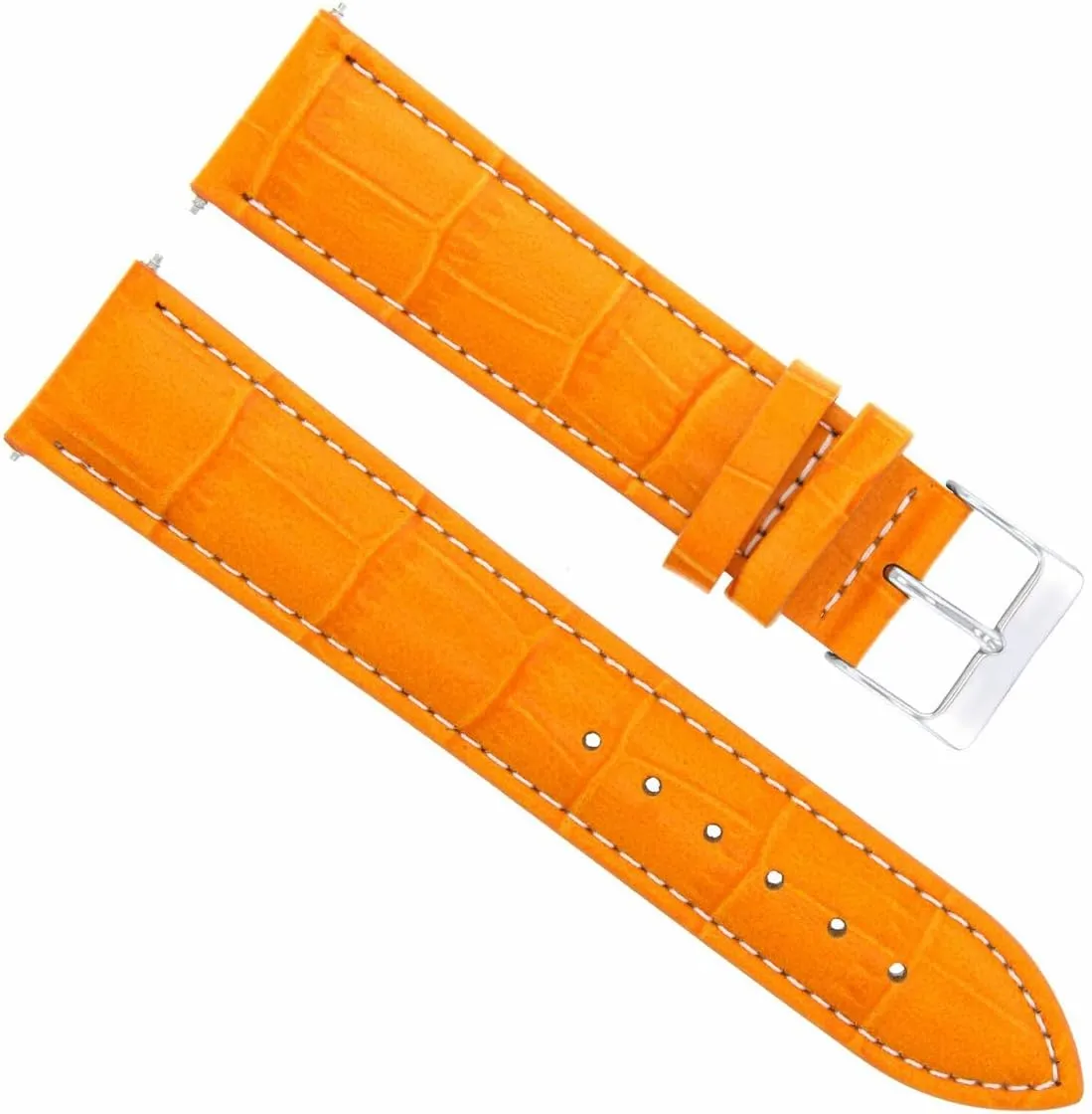 Ewatchparts 22mm Leather Watch Band Strap Compatible With Guess Watch Orange With White Stitching